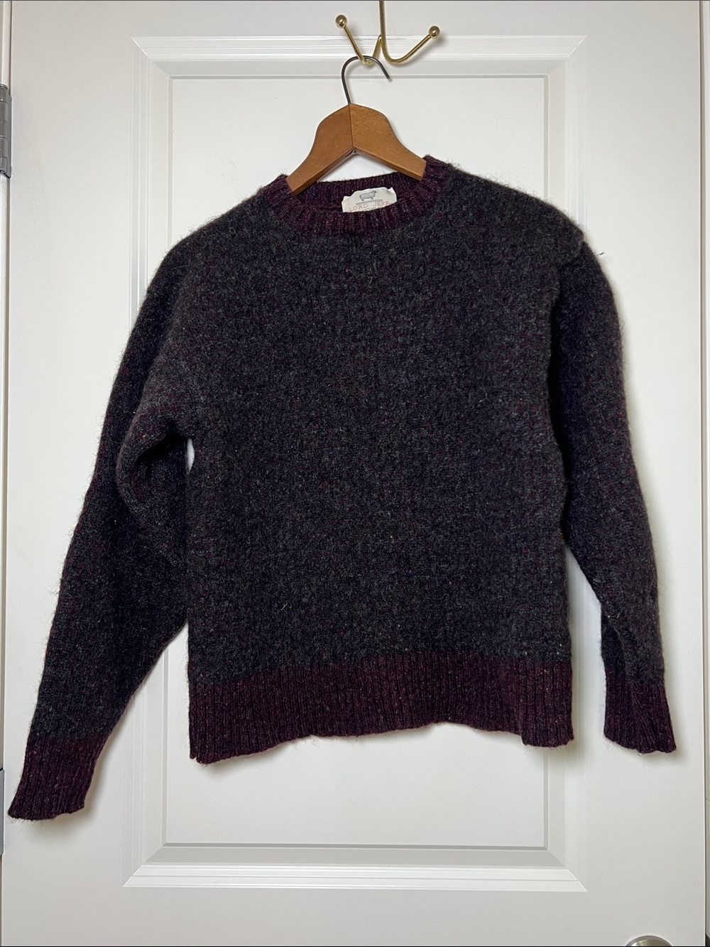 Lord Jeff Crewneck Sweater Purple Blue 100% Shetland Wool Small